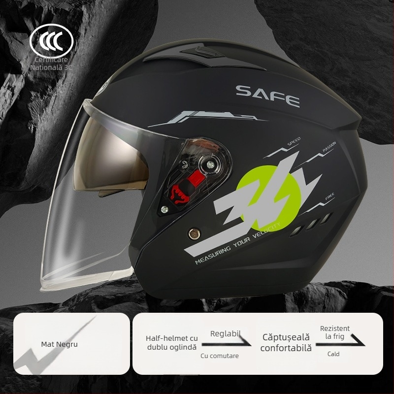 Cască ABS 3/4, certificare 3C, pentru utilizare de iarnă pe motociclete electrice