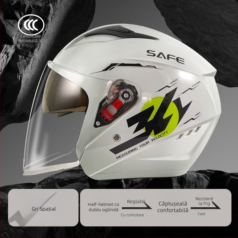 Cască ABS 3/4, certificare 3C, pentru utilizare de iarnă pe motociclete electrice