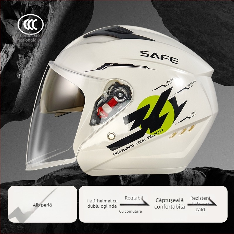 Cască ABS 3/4, certificare 3C, pentru utilizare de iarnă pe motociclete electrice