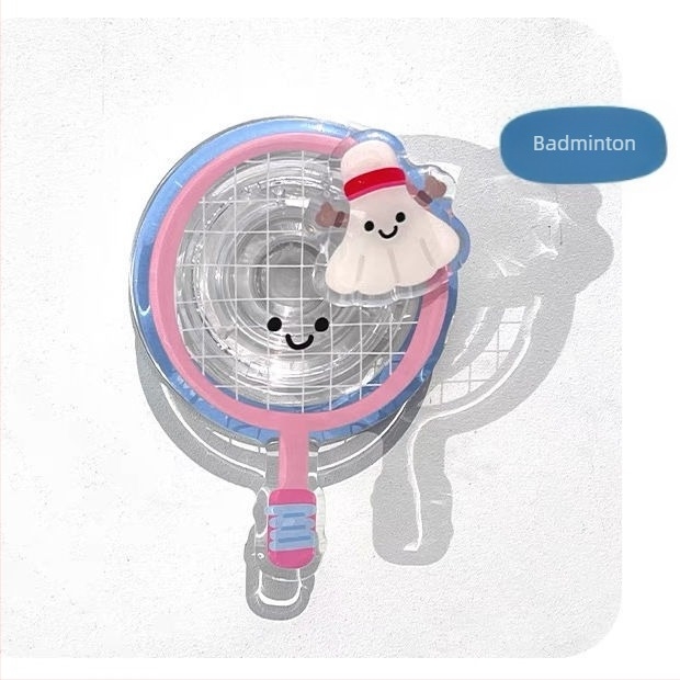 Suport magnetic pentru telefon, design drăguț și creativ cu motiv tenis de masă/badminton – din plastic, personalizabil, pandantiv decorativ