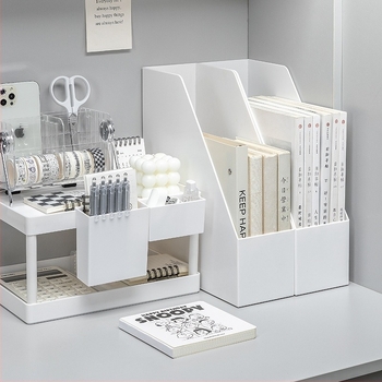 Raft de fișiere de birou – organizator PP cu 1 nivel pentru papetărie, stil simplu și modern Muji