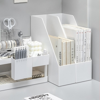 Raft de fișiere de birou – organizator PP cu 1 nivel pentru papetărie, stil simplu și modern Muji