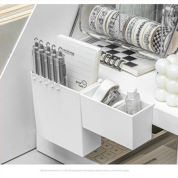 Raft de fișiere de birou – organizator PP cu 1 nivel pentru papetărie, stil simplu și modern Muji