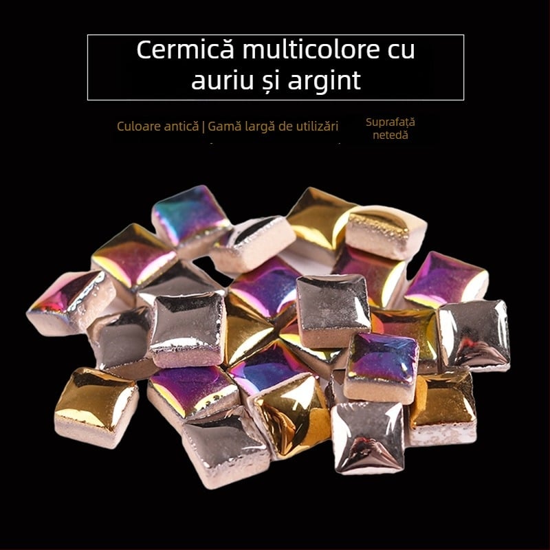 Fragmente ceramice pentru mozaic – realizare manuală, forme neregulate, suprafață glazurată