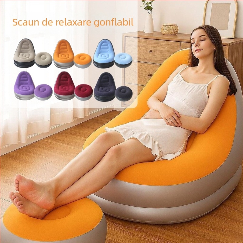 Canapea gonflabilă pliabilă cu suport pentru picioare, PVC, 0,5 mm, dimensiuni 122×102×94 cm, greutate 1,8 kg, stil modern minimalist
