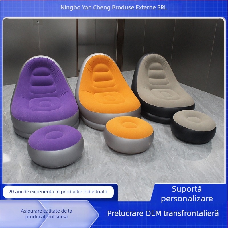 Canapea gonflabilă pliabilă cu suport pentru picioare, PVC, 0,5 mm, dimensiuni 122×102×94 cm, greutate 1,8 kg, stil modern minimalist