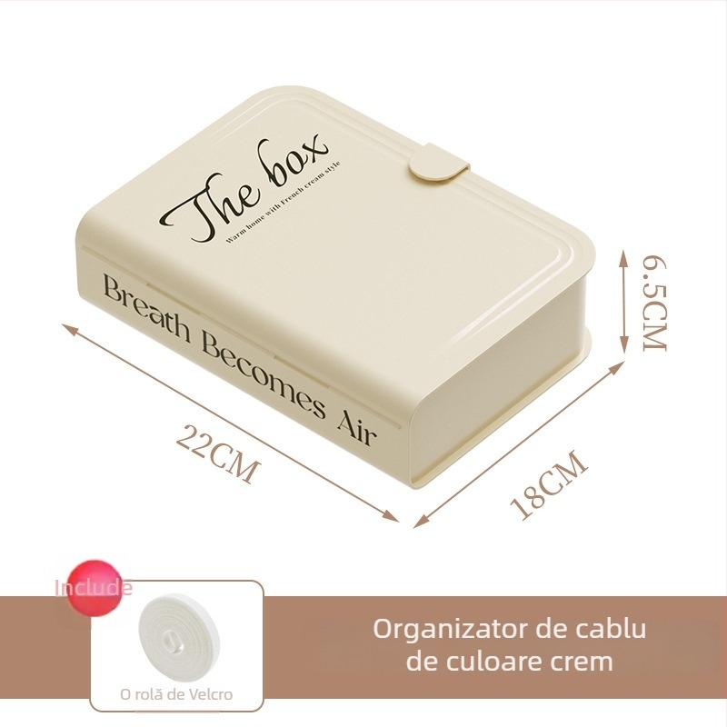 Cutie de depozitare pentru cabluri cu capac, plastic PP, 1 L capacitate, cu compartimente, organizator de birou pentru cabluri și căști