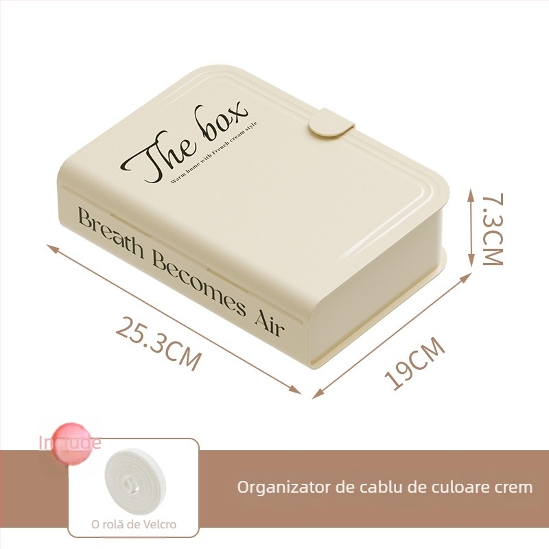 Cutie de depozitare pentru cabluri cu capac, plastic PP, 1 L capacitate, cu compartimente, organizator de birou pentru cabluri și căști