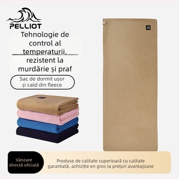 Sac de dormit tip plic, material exterior și căptușeală 100% poliester, greutate 500 g, destinat adulților, potrivit pentru hoteluri, camping, sufragerie și birou.