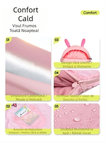Sac de dormit pentru copii, camping, model tip plic, umplutură poliester, căptușeală și țesătură poliesteră; greutate 850 g; pentru copii