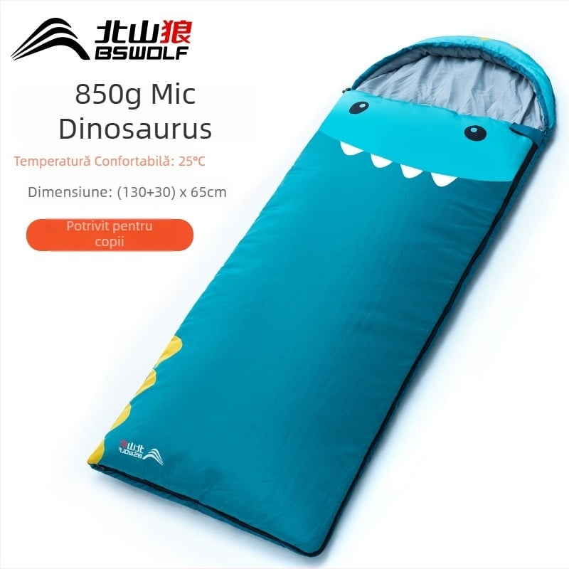 Sac de dormit pentru copii, camping, model tip plic, umplutură poliester, căptușeală și țesătură poliesteră; greutate 850 g; pentru copii