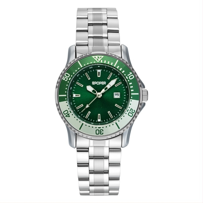 Ceas bărbătesc cu cuarț — calendar, iluminare în întuneric, rezistență la apă 30M, carcasă și curea din oțel inoxidabil, diametrul cadranului 34mm