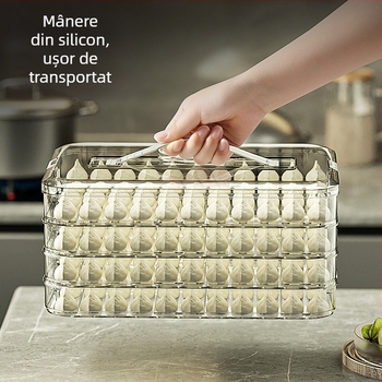 Beduo Yang – Cutie pentru colțunași cu design multistrat, depozitare sigilată, portabil, plastic alimentar
