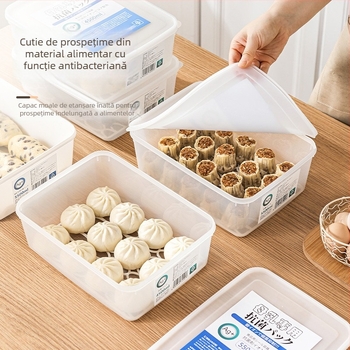 Cutie de depozitare pentru frigider în stil japonez, cu antibacterian prin ioni de argint, plastic alimentar, capacitate mare, pentru găluște la abur