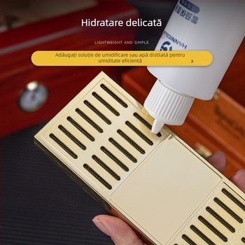 Umidificator de trabucuri — Cutie portabilă dreptunghiulară, oțel inoxidabil + ABS, pentru trabucuri și ceai, HANNICOOK