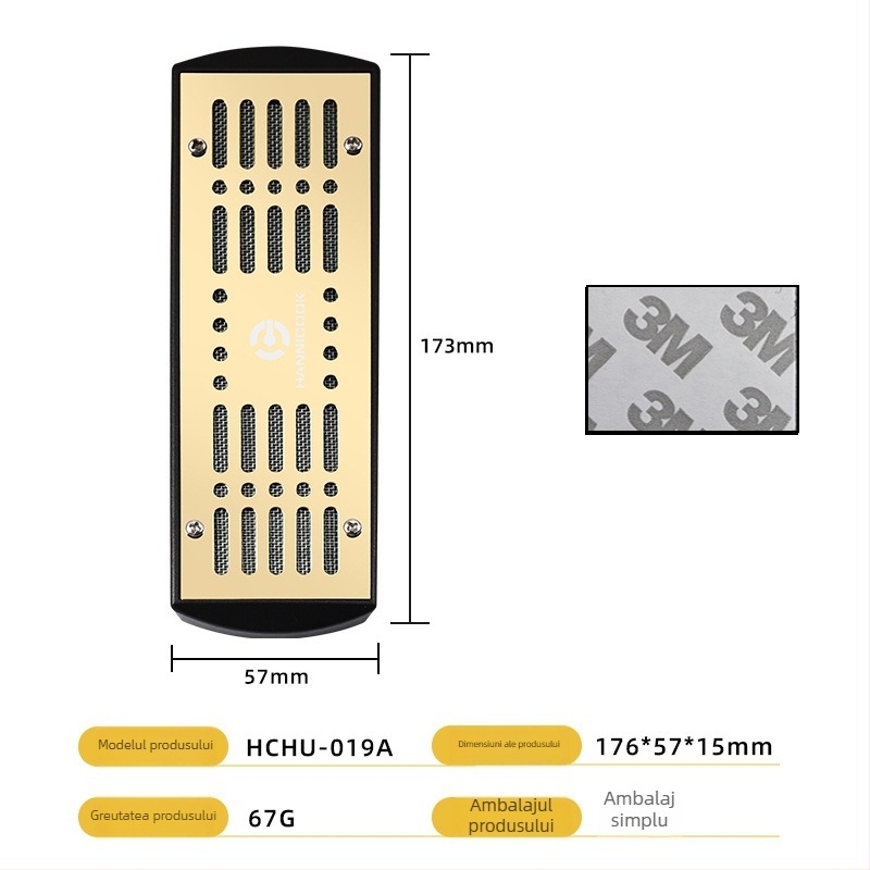 Umidificator de trabucuri — Cutie portabilă dreptunghiulară, oțel inoxidabil + ABS, pentru trabucuri și ceai, HANNICOOK