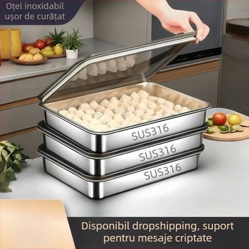 Tavă din oțel inoxidabil pentru găluște – stil chinezesc, depozitare alimentară de calitate, imprimare logo la comandă, procesare la comandă