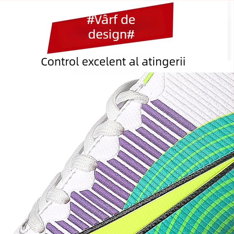 Pantofi de fotbal – antiderapare, talpă PU, partea superioară din PU artificial, potriviți pentru iarba naturală, iarba artificială și terenuri montane