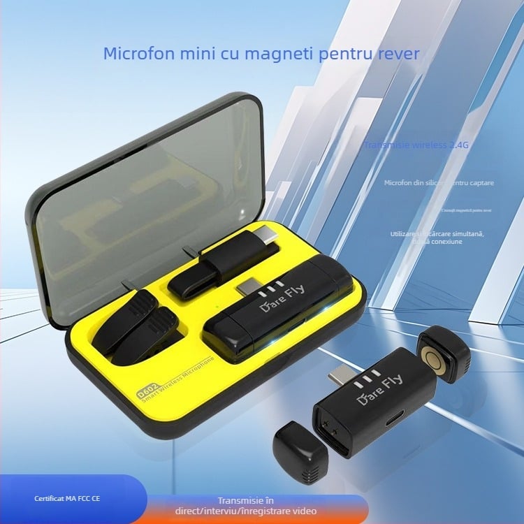 Microfon Lavalier D602 cu baterie încorporată 300–500 mAh, interval de frecvență 30 Hz–15 kHz, SNR sub 60 dB, autonomie 1–3 ore, pentru streaming live și filmări de produs