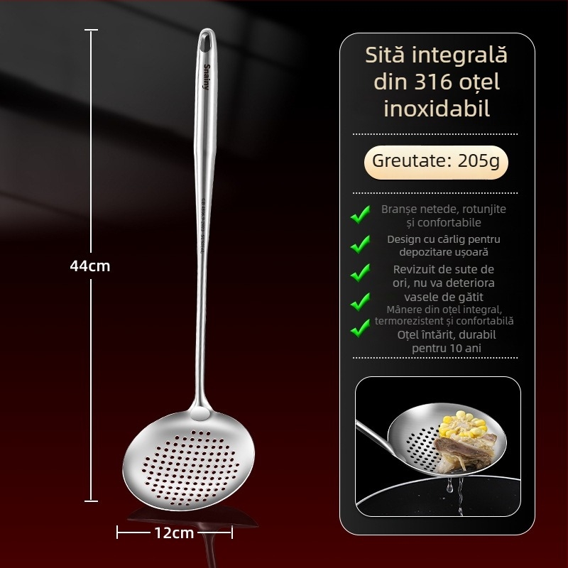 Hiaini spatulă de bucătărie din oțel inoxidabil 316, set cu mâner lung și lingură mare pentru supă – rezistență la temperaturi înalte, imprimare logo disponibil