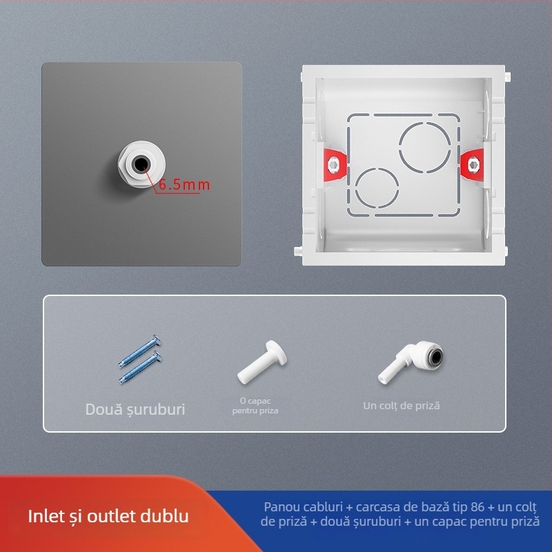 Panou PE pentru conducte apă montat pe perete pentru purificatorul de apă, tip 86, conexiune cu 2 căi, capac inferior încastrat; Brand: International Electrician