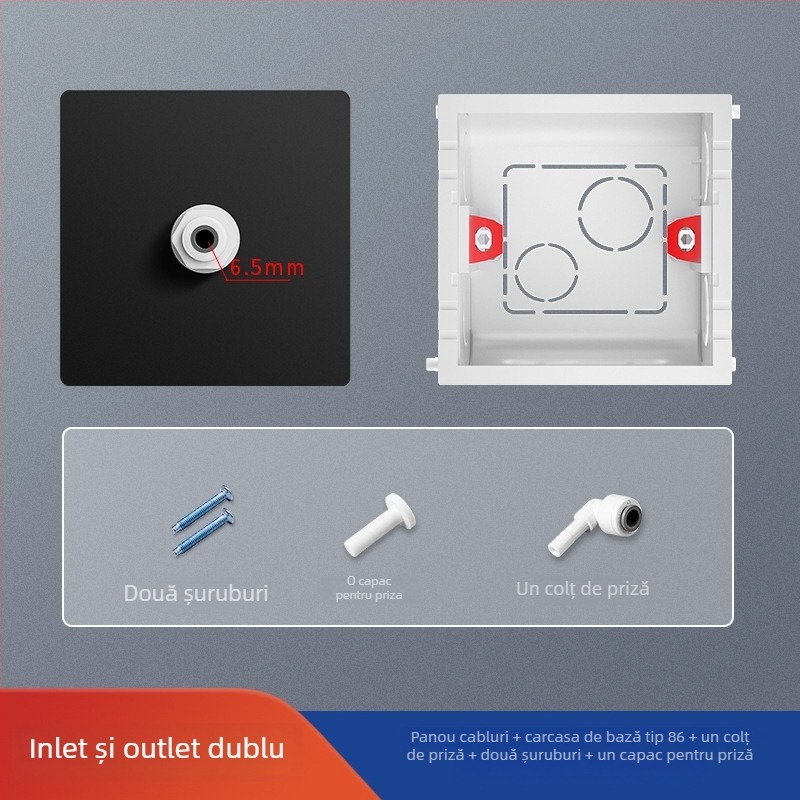 Panou PE pentru conducte apă montat pe perete pentru purificatorul de apă, tip 86, conexiune cu 2 căi, capac inferior încastrat; Brand: International Electrician