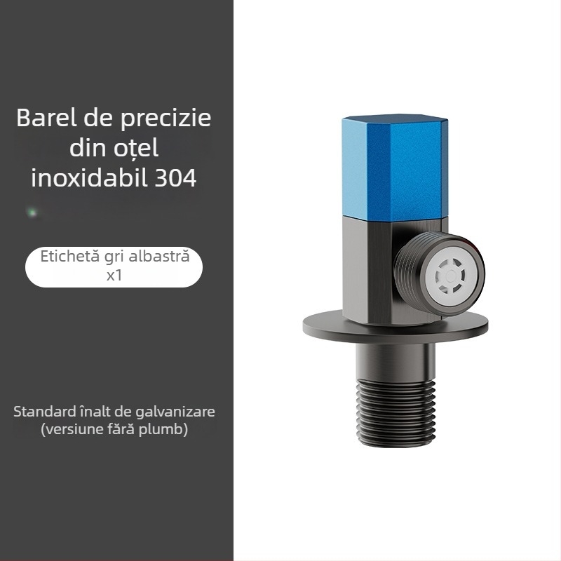 Valvă unghiulară din oțel inoxidabil, montaj încorporat, presiune de lucru 1,0 MPa, conexiune 1/2 in, universală pentru apă rece și caldă