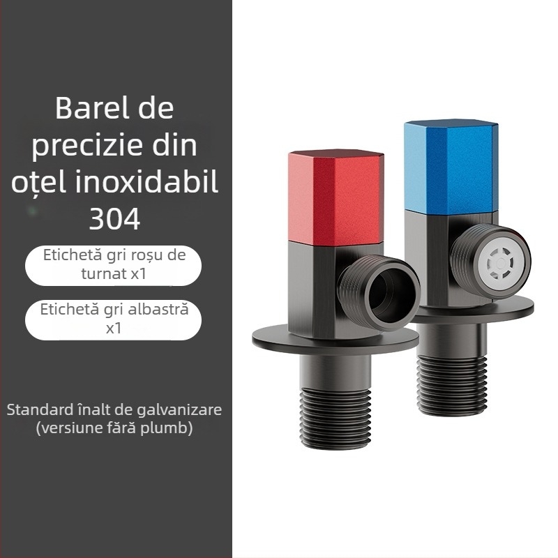 Valvă unghiulară din oțel inoxidabil, montaj încorporat, presiune de lucru 1,0 MPa, conexiune 1/2 in, universală pentru apă rece și caldă