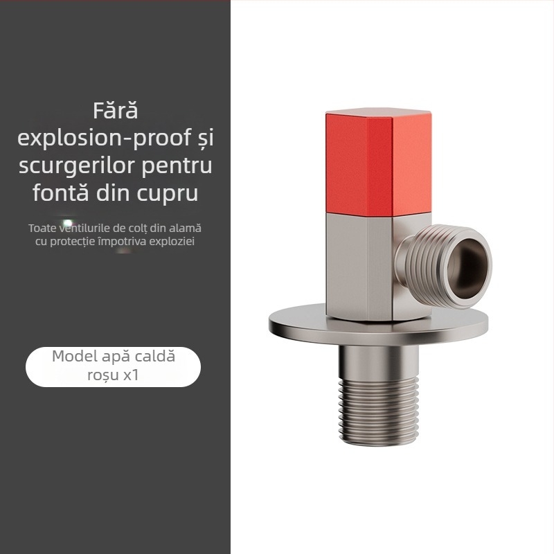 Valvă unghiulară din oțel inoxidabil, montaj încorporat, presiune de lucru 1,0 MPa, conexiune 1/2 in, universală pentru apă rece și caldă