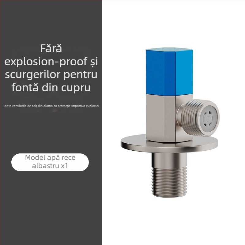 Valvă unghiulară din oțel inoxidabil, montaj încorporat, presiune de lucru 1,0 MPa, conexiune 1/2 in, universală pentru apă rece și caldă