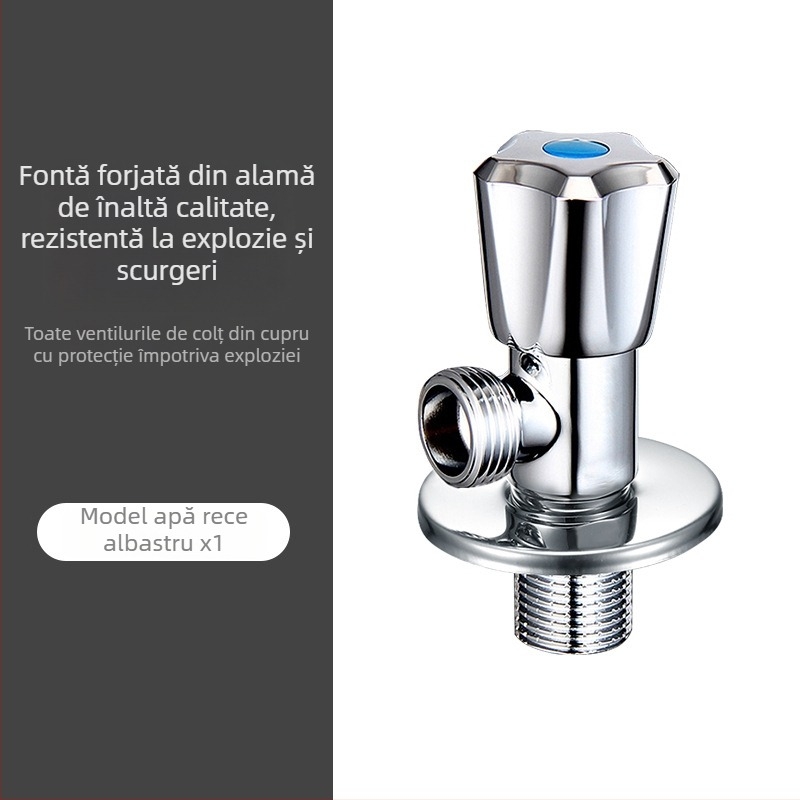 Valvă unghiulară din oțel inoxidabil, montaj încorporat, presiune de lucru 1,0 MPa, conexiune 1/2 in, universală pentru apă rece și caldă