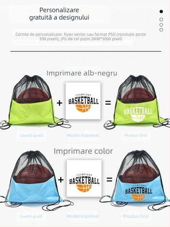 Geantă de sport cu șnur, cu buzunar din plasă pentru baschet | Material: Oxford stofă | Brand: Elephant Series | Imprimare logo disponibilă | Cod produs: TBD11