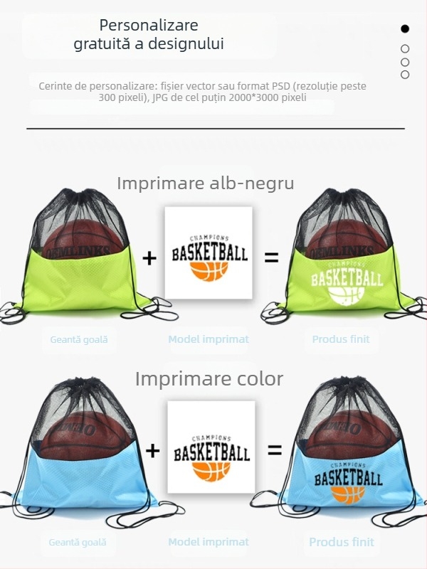 Geantă de sport cu șnur, cu buzunar din plasă pentru baschet | Material: Oxford stofă | Brand: Elephant Series | Imprimare logo disponibilă | Cod produs: TBD11