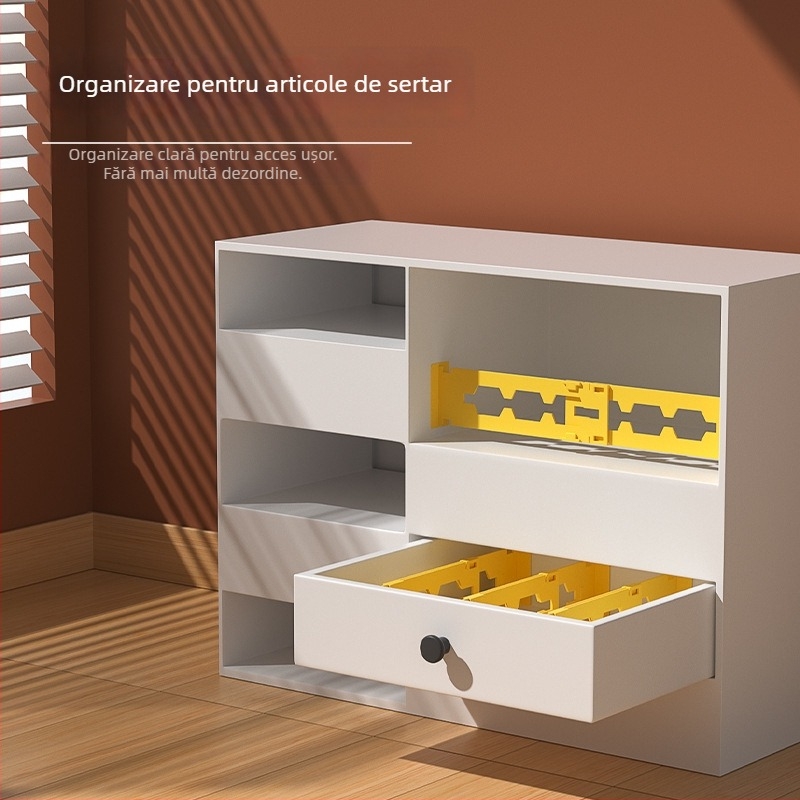 Panou separatoare extensibil pentru sertare de dulap – utilizare orizontală și verticală, PP, 1 strat, montaj pe birou