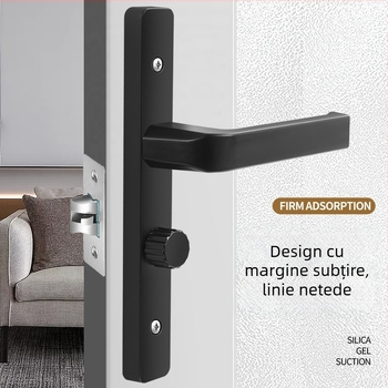 Mâner ușă cu încuietoare – model Narrow side door lock, material aluminiu și fier, tip: mâner-încuietoare, aplicație: toaletă, stil: modern minimalist