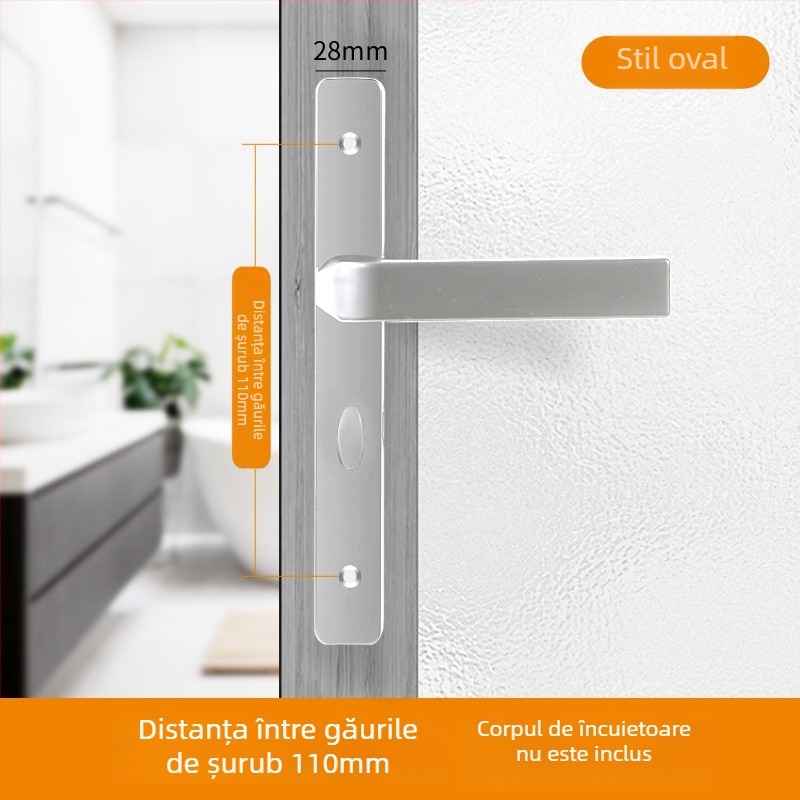 Mâner ușă cu încuietoare – model Narrow side door lock, material aluminiu și fier, tip: mâner-încuietoare, aplicație: toaletă, stil: modern minimalist