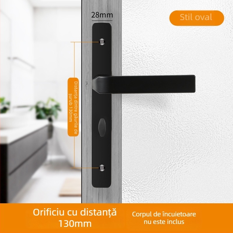Mâner ușă cu încuietoare – model Narrow side door lock, material aluminiu și fier, tip: mâner-încuietoare, aplicație: toaletă, stil: modern minimalist