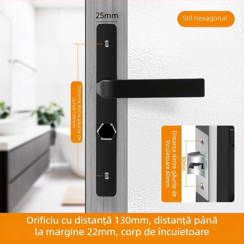 Mâner ușă cu încuietoare – model Narrow side door lock, material aluminiu și fier, tip: mâner-încuietoare, aplicație: toaletă, stil: modern minimalist