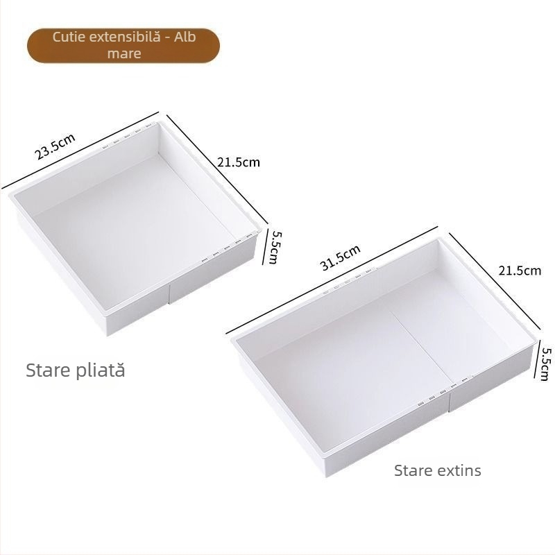 Organizator telescopic cu sertare – PP, stil japonez, instalare pe birou, 1 nivel, capacitate mare, pentru bucătărie, birou și baie