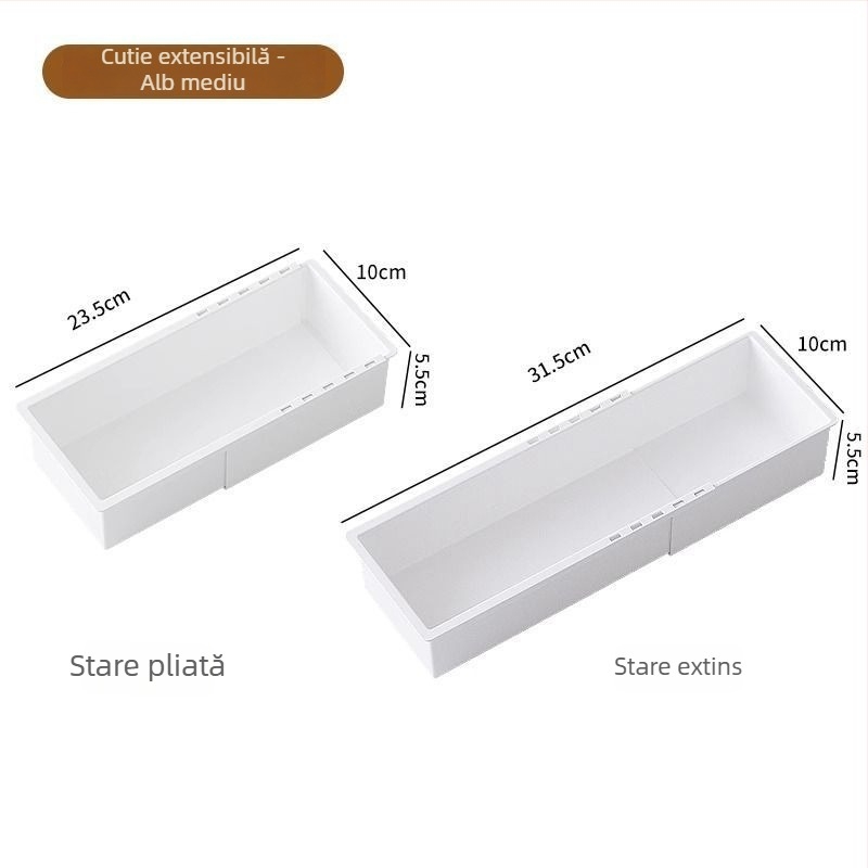 Organizator telescopic cu sertare – PP, stil japonez, instalare pe birou, 1 nivel, capacitate mare, pentru bucătărie, birou și baie