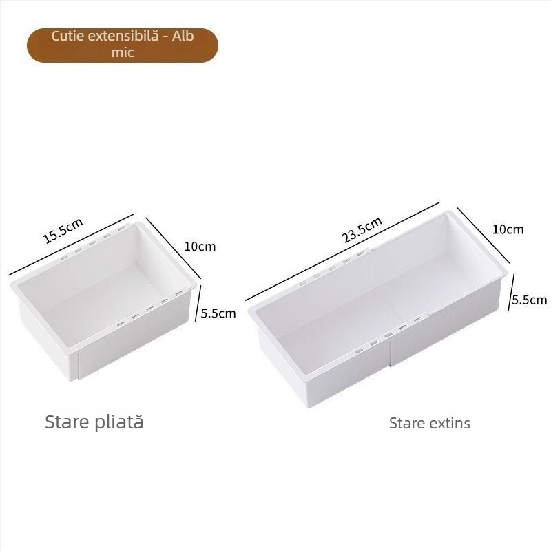 Organizator telescopic cu sertare – PP, stil japonez, instalare pe birou, 1 nivel, capacitate mare, pentru bucătărie, birou și baie