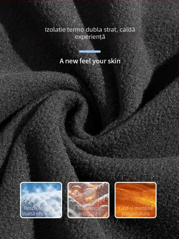 Jachetă din fleece cardigan fără glugă, căptușită cu fleece, pentru iarnă și toamnă