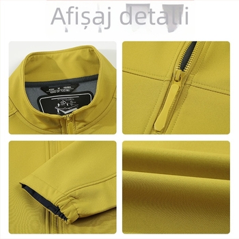 Geacă soft shell pentru exterior, stil cardigan, unisex (fibră poliester, impermeabil, rezistent la vânt, respirabil, uscare rapidă)