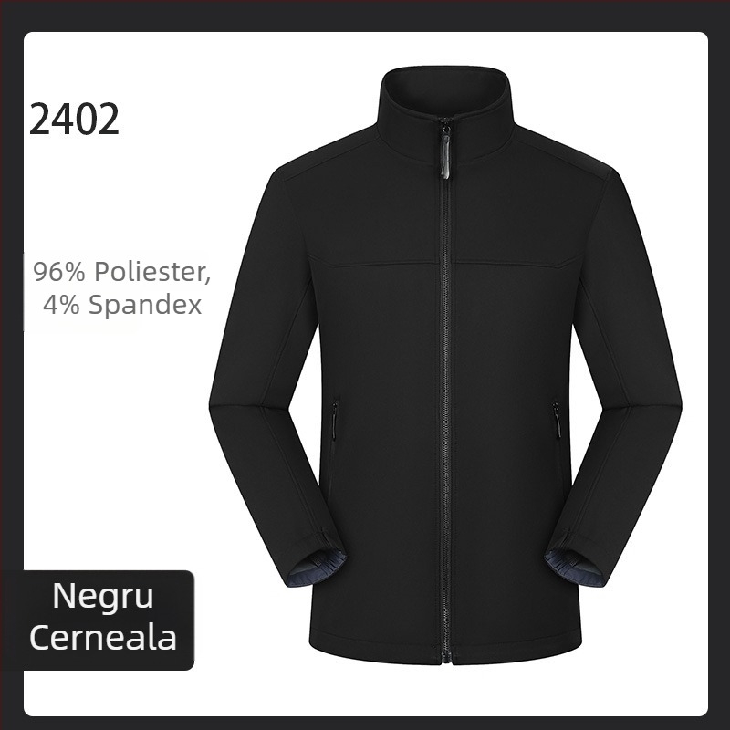 Geacă soft shell pentru exterior, stil cardigan, unisex (fibră poliester, impermeabil, rezistent la vânt, respirabil, uscare rapidă)