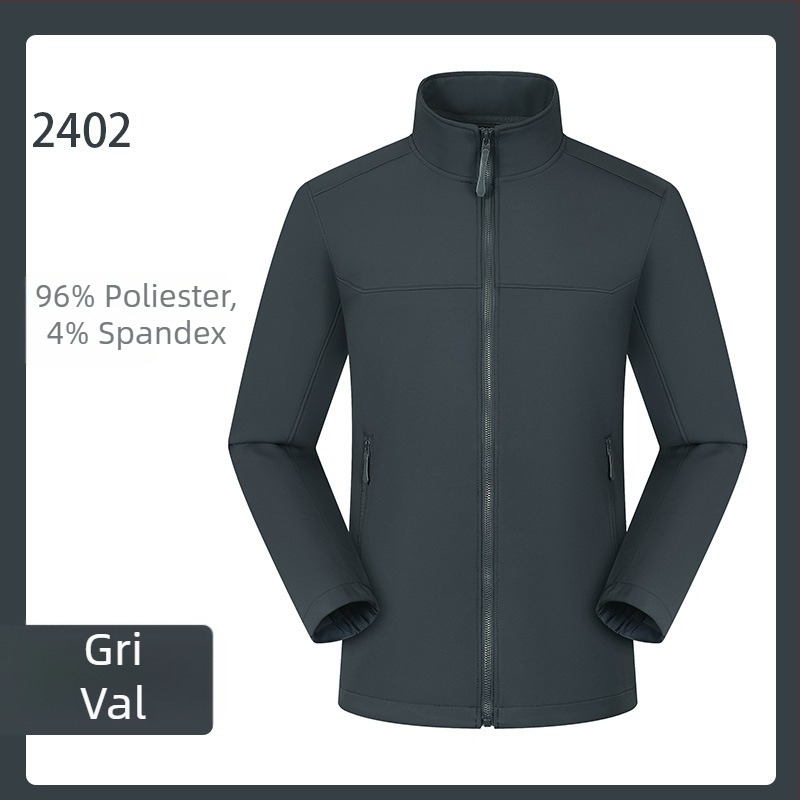 Geacă soft shell pentru exterior, stil cardigan, unisex (fibră poliester, impermeabil, rezistent la vânt, respirabil, uscare rapidă)