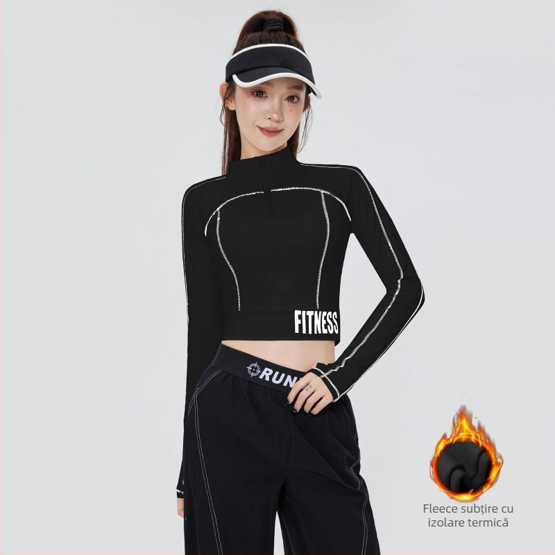 Set de alergare outdoor pentru femei — slim fit, mânecă lungă, uscare rapidă, cu padding la piept, nylon-spandex, 2025