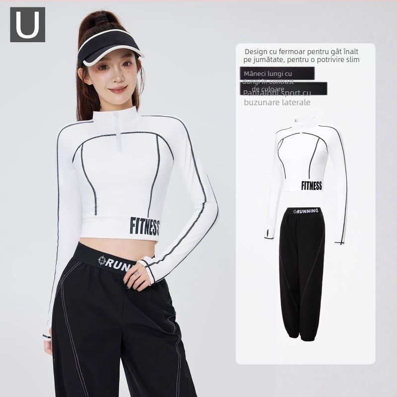 Set de alergare outdoor pentru femei — slim fit, mânecă lungă, uscare rapidă, cu padding la piept, nylon-spandex, 2025