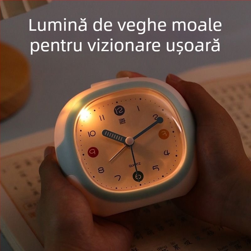 Ceas deșteptător pentru studenți cu afișaj LCD și afișaj analog-digital, carcasă din plastic, alimentare cu baterie uscată, mișcare cu secunde lente