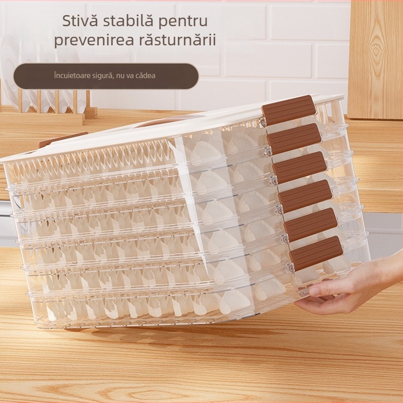 Cutie de depozitare alimentară pentru găluște și wontonuri, pentru uz casnic, congelare, păstrează prospețimea.