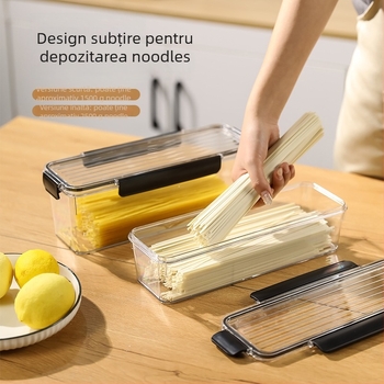Cutie de depozitare pentru tăiței, plastic alimentar, pătrată, sigilată, capacitate 1–2 L
